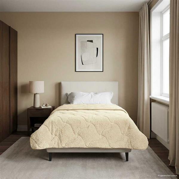 Grote foto vidaxl zomer dekbed cr me 155 x 220 cm microfiber en teddy fleece huis en inrichting bedden