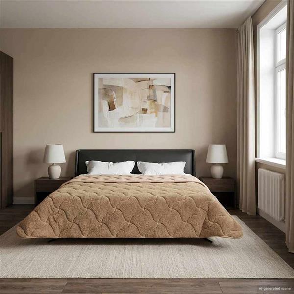Grote foto vidaxl zomer dekbed taupe 220 x 240 cm microfiber en teddy fleece huis en inrichting bedden