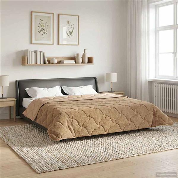 Grote foto vidaxl zomer dekbed taupe 200 x 240 cm microfiber en teddy fleece huis en inrichting bedden