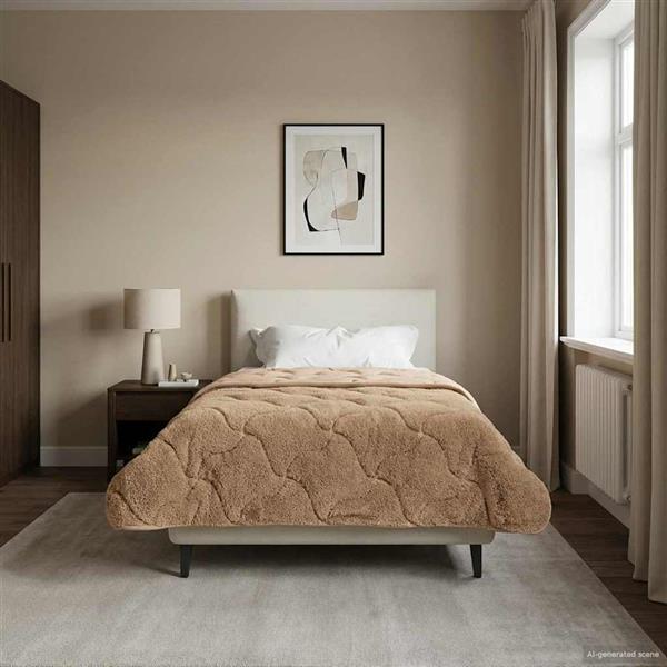 Grote foto vidaxl zomer dekbed taupe 140 x 220 cm microfiber en teddy fleece huis en inrichting bedden