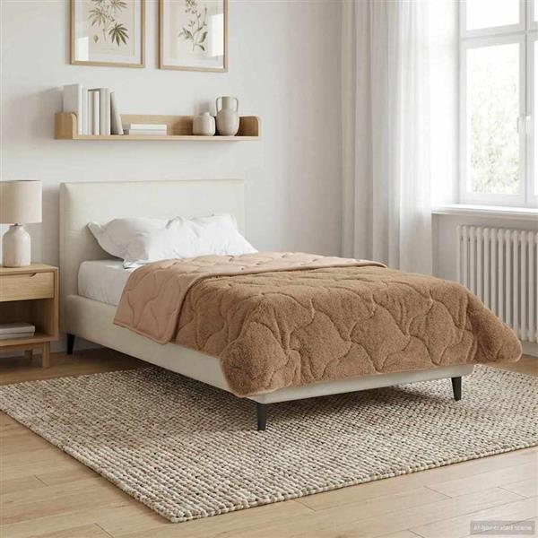 Grote foto vidaxl zomer dekbed taupe 140 x 220 cm microfiber en teddy fleece huis en inrichting bedden