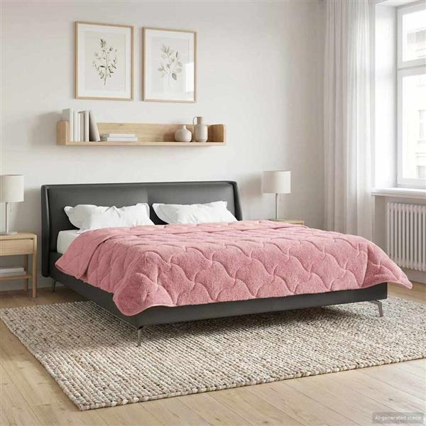 Grote foto vidaxl zomer dekbed roze 200 x 200 cm microfiber en teddy fleece huis en inrichting bedden