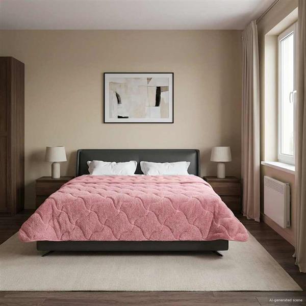 Grote foto vidaxl zomer dekbed roze 200 x 200 cm microfiber en teddy fleece huis en inrichting bedden