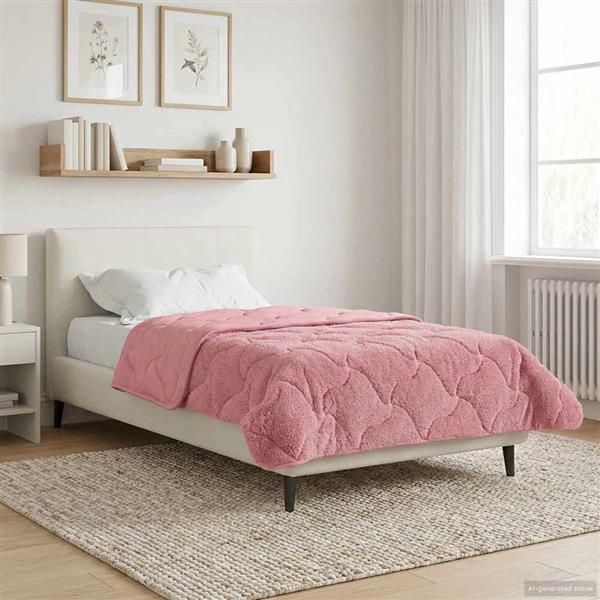 Grote foto vidaxl zomer dekbed roze 155 x 200 cm microfiber en teddy fleece huis en inrichting bedden