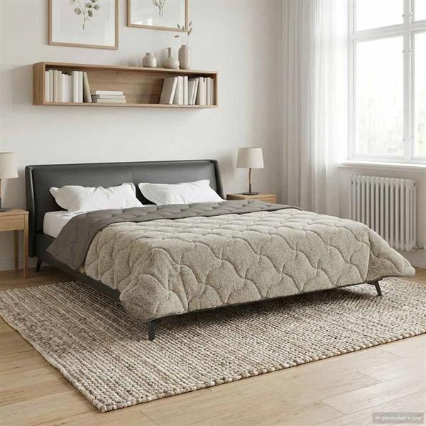 Grote foto vidaxl zomer dekbed gekwilt lichtgrijs 200 x 240 cm huis en inrichting bedden