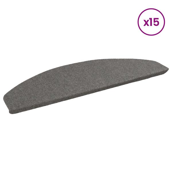 Grote foto vidaxl zelfklevende trapmatten halfrond 15 pcs grijs 80 x 28 x 3 5 cm huis en inrichting overige huis en inrichting