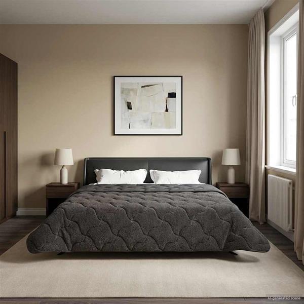 Grote foto vidaxl zomer dekbed antraciet 200 x 240 cm microfiber en teddy fleece huis en inrichting bedden