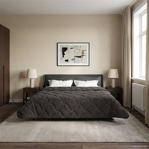 Grote foto vidaxl zomer dekbed antraciet 200 x 200 cm microfiber en teddy fleece huis en inrichting bedden