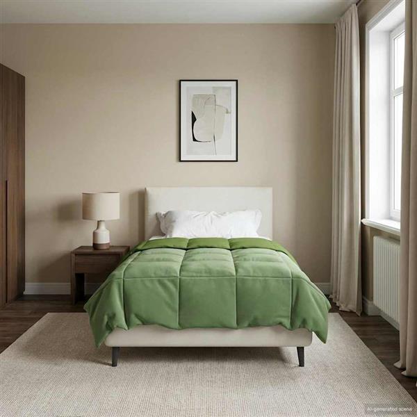 Grote foto vidaxl winter dekbed gekwilt groen 135 x 200 cm microfiber huis en inrichting bedden