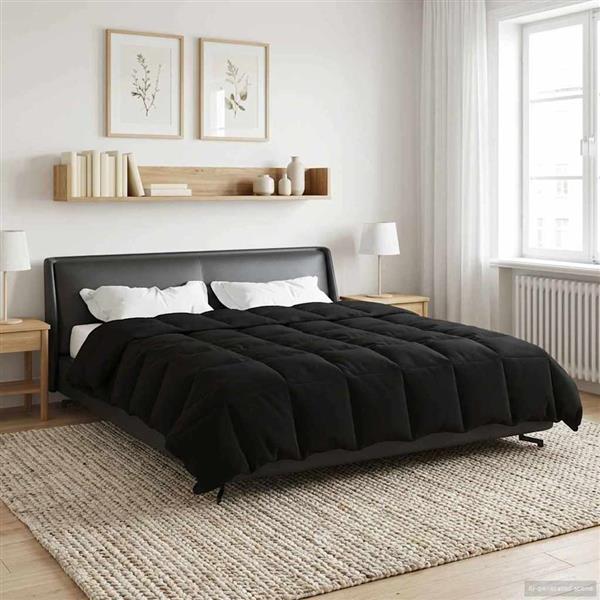 Grote foto vidaxl winter dekbed gekwilt zwart 200 x 220 cm microfiber huis en inrichting bedden