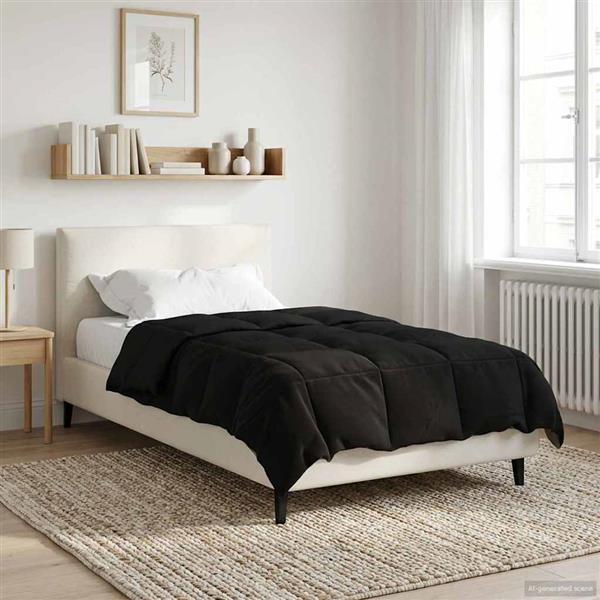 Grote foto vidaxl winter dekbed gekwilt zwart 155 x 200 cm microfiber huis en inrichting bedden