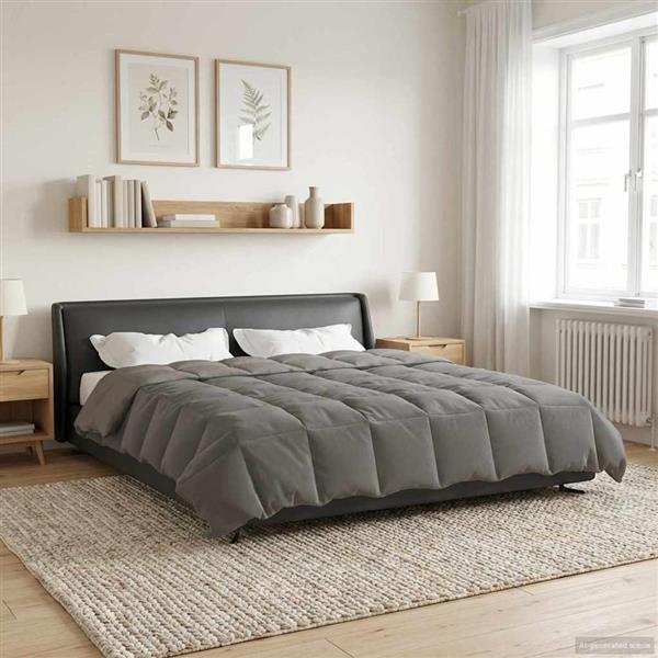 Grote foto vidaxl winter dekbed gekwilt lichtgrijs 240 x 260 cm microfiber huis en inrichting bedden