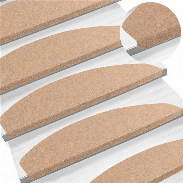 Grote foto vidaxl zelfklevende trapmatten halfrond 15 st beige 80 x 28 x 3 5 cm huis en inrichting overige huis en inrichting