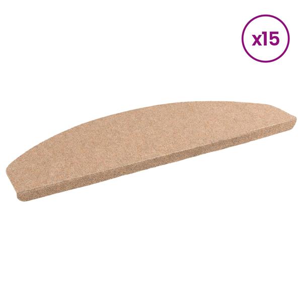 Grote foto vidaxl zelfklevende trapmatten halfrond 15 st beige 80 x 28 x 3 5 cm huis en inrichting overige huis en inrichting