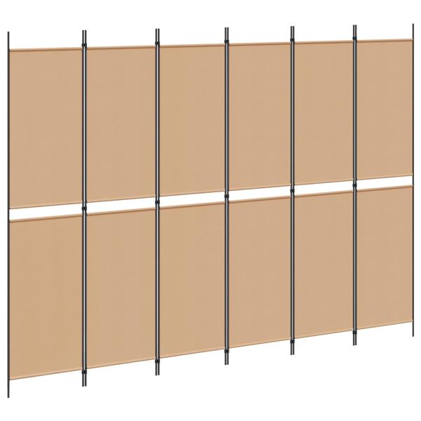 Grote foto vidaxl 6 panelen kamerscherm beige 300 x 220 cm stof huis en inrichting overige huis en inrichting