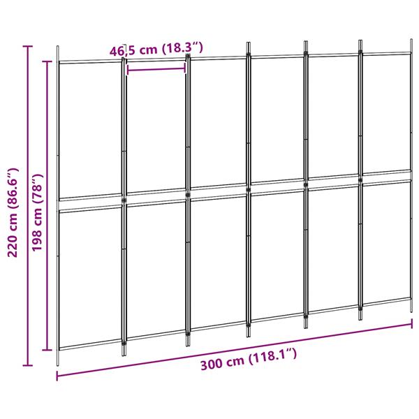 Grote foto vidaxl 6 panelen kamerscherm beige 300 x 220 cm stof huis en inrichting overige huis en inrichting