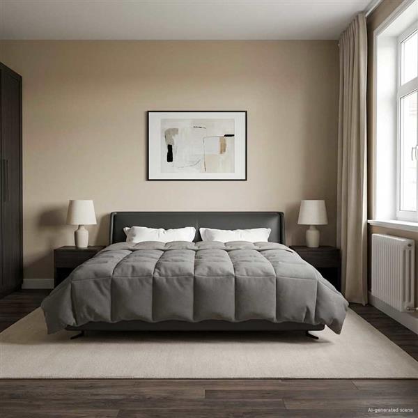 Grote foto vidaxl winter dekbed gekwilt lichtgrijs 200 x 240 cm microfiber huis en inrichting bedden