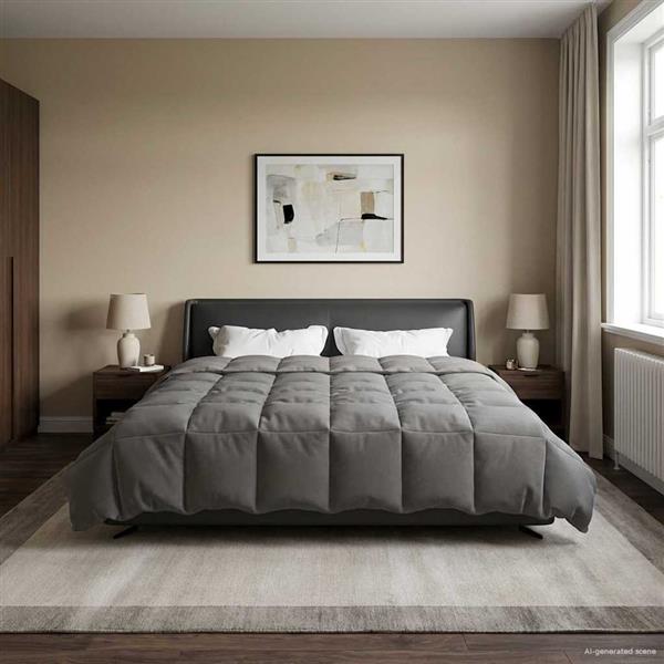 Grote foto vidaxl winter dekbed gekwilt lichtgrijs 200 x 200 cm microfiber huis en inrichting bedden