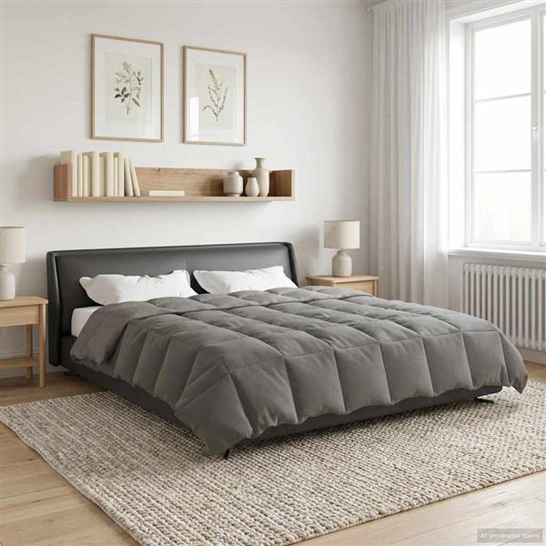 Grote foto vidaxl winter dekbed gekwilt lichtgrijs 200 x 200 cm microfiber huis en inrichting bedden