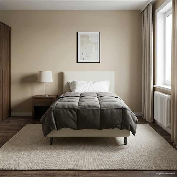 Grote foto vidaxl winter dekbed gekwilt lichtgrijs 140 x 220 cm microfiber huis en inrichting bedden