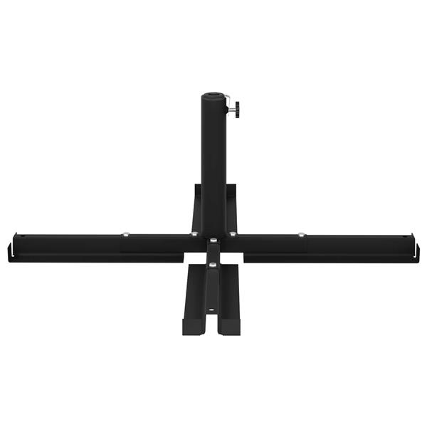 Grote foto vidaxl parasolvoet voor 25 50 mm paal zwart gepoedercoat staal tuin en terras overige tuin en terras