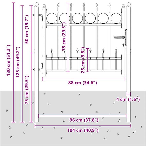 Grote foto vidaxl hekpoort horst 100 x 75 cm metaal zwart vergrendelbaar tuin en terras hekken en schuttingen