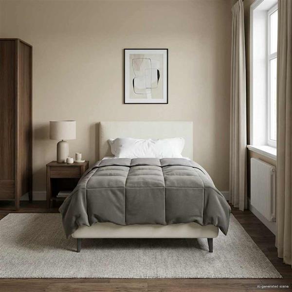 Grote foto vidaxl winter dekbed gekwilt lichtgrijs 135 x 200 cm microfiber huis en inrichting bedden