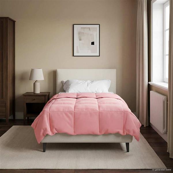 Grote foto vidaxl zomer dekbed gekwilt roze 135 x 200 cm microfiber huis en inrichting bedden