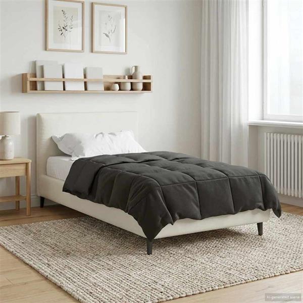 Grote foto vidaxl zomer dekbed gekwilt antraciet 140 x 200 cm microfiber huis en inrichting bedden