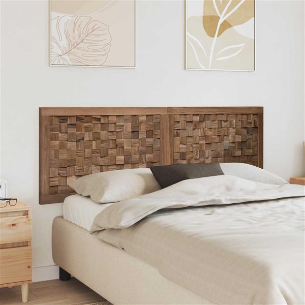 Grote foto vidaxl hoofdbord wandgemonteerd naturel 160 cm massief teakhout antiek en kunst stoelen en banken