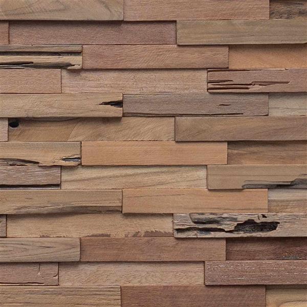 Grote foto vidaxl hoofdbord wandgemonteerd naturel 120 cm massief teakhout antiek en kunst stoelen en banken