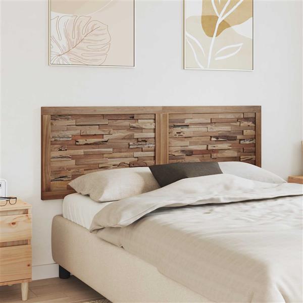 Grote foto vidaxl hoofdbord wandgemonteerd naturel 160 cm massief teakhout antiek en kunst stoelen en banken