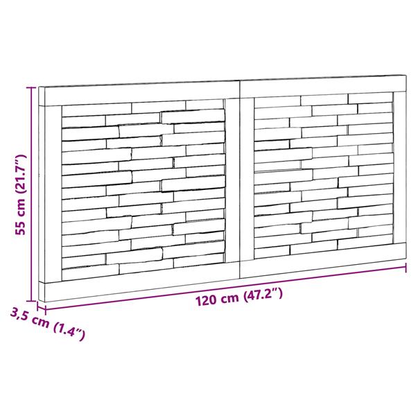 Grote foto vidaxl hoofdbord wandgemonteerd naturel 120 cm massief teakhout antiek en kunst stoelen en banken