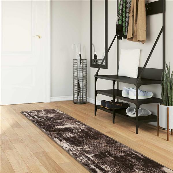 Grote foto vidaxl vloerkleedloper marsa zwart 50 x 350 cm polyester en pvc huis en inrichting vloerbedekking en kleden