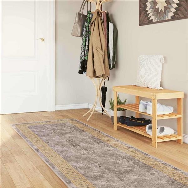 Grote foto vidaxl vloerkleedloper marsa grijs 100 x 400 cm polyester en pvc huis en inrichting vloerbedekking en kleden