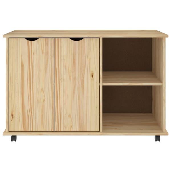 Grote foto vidaxl rolling kast bruin 100 x 39 x 65 5 cm massief vurenhout huis en inrichting overige