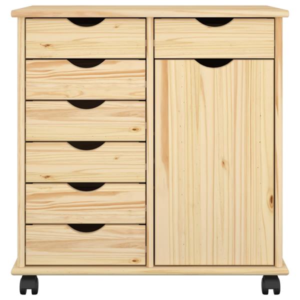 Grote foto vidaxl rolling kast bruin 63 5 x 39 x 65 5 cm massief vurenhout huis en inrichting overige