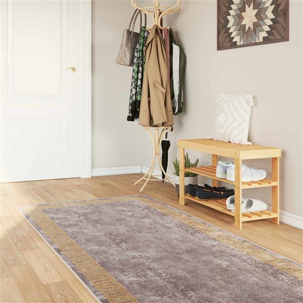 Grote foto vidaxl vloerkleedloper marsa grijs 80 x 250 cm polyester en pvc huis en inrichting vloerbedekking en kleden