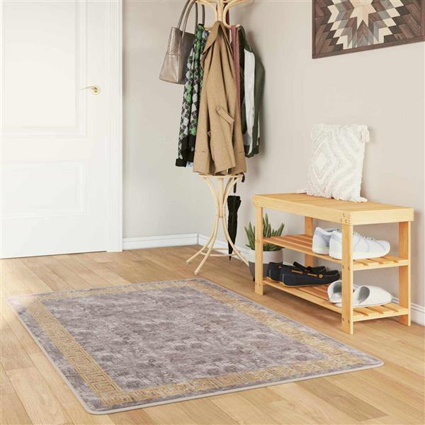 Grote foto vidaxl vloerkleedloper marsa grijs 80 x 200 cm polyester en pvc huis en inrichting vloerbedekking en kleden