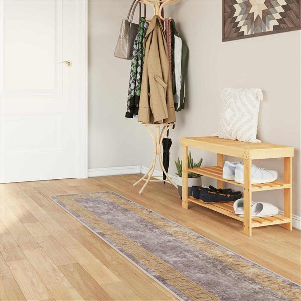 Grote foto vidaxl vloerkleedloper marsa grijs 50 x 350 cm polyester en pvc huis en inrichting vloerbedekking en kleden