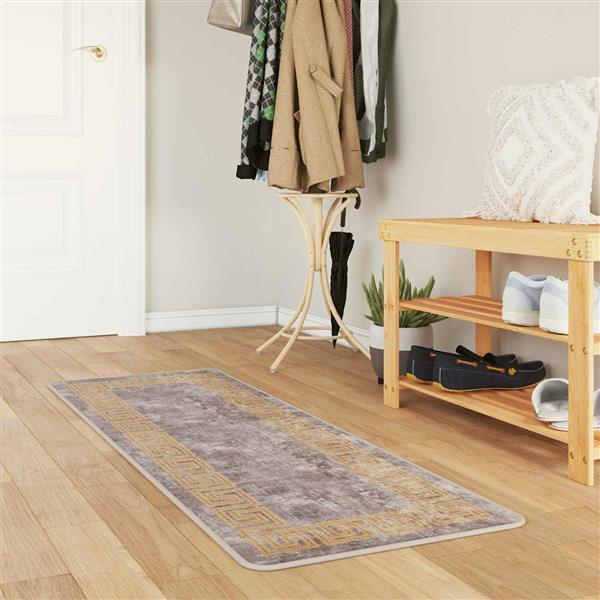 Grote foto vidaxl vloerkleedloper marsa grijs 50 x 150 cm polyester en pvc huis en inrichting vloerbedekking en kleden