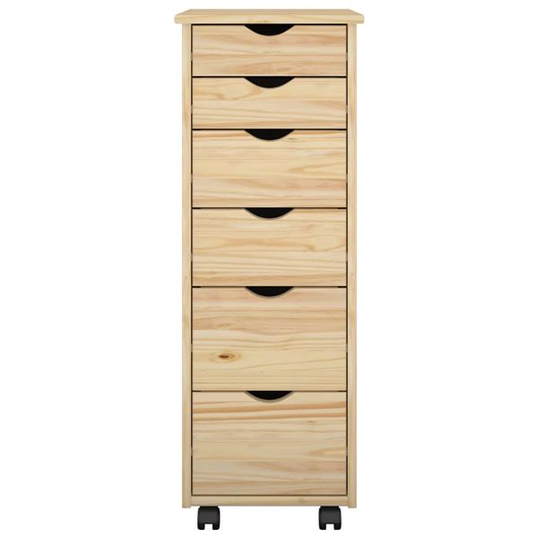 Grote foto vidaxl rolling kast met wiel bruin 34 x 39 x 93 5 cm massief vurenhout huis en inrichting overige