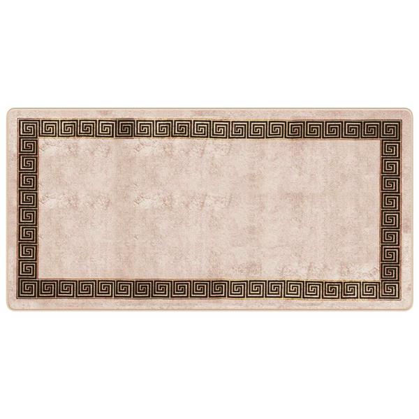 Grote foto vidaxl vloerkleedloper marsa zwart 100 x 200 cm polyester en pvc huis en inrichting vloerbedekking en kleden