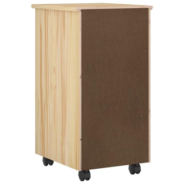 Grote foto vidaxl rolling kast met wiel bruin 34 x 39 x 65 5 cm massief vurenhout huis en inrichting overige