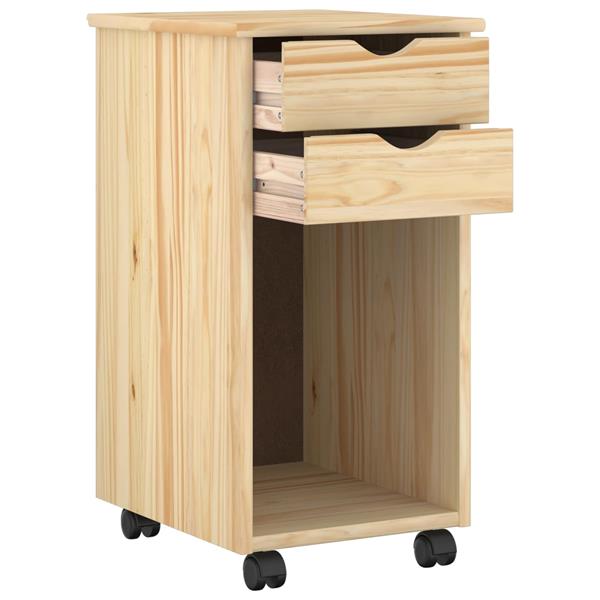 Grote foto vidaxl rolling kast bruin 34 x 39 x 65 5 cm massief grenenhout huis en inrichting overige