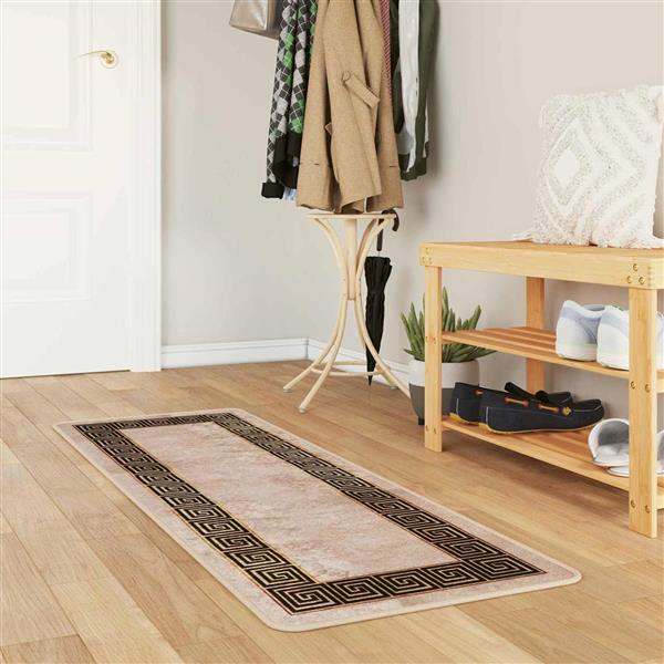 Grote foto vidaxl vloerkleedloper marsa zwart 50 x 150 cm polyester en pvc huis en inrichting vloerbedekking en kleden