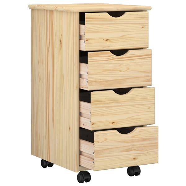 Grote foto vidaxl rolling kast met wiel bruin 65 5 x 34 x 39 cm massief vurenhout huis en inrichting overige