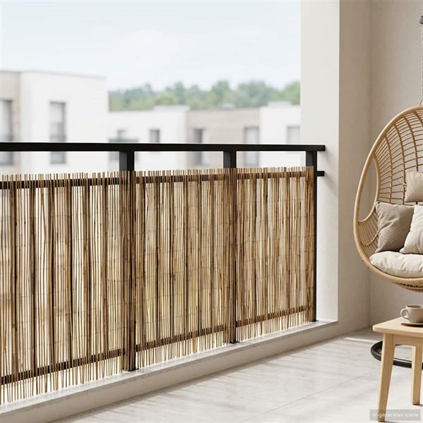 Grote foto vidaxl tuinhek ge carboniseerd 600 x 80 cm riet tuin en terras hekken en schuttingen