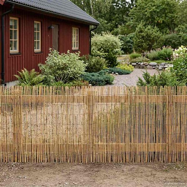 Grote foto vidaxl tuinhek ge carboniseerd 600 x 80 cm riet tuin en terras hekken en schuttingen