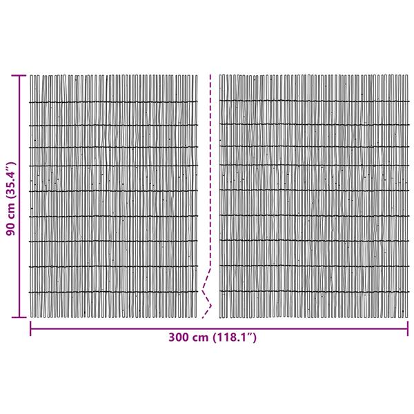 Grote foto vidaxl tuinhek ge carboniseerd 300 x 90 cm riet tuin en terras hekken en schuttingen